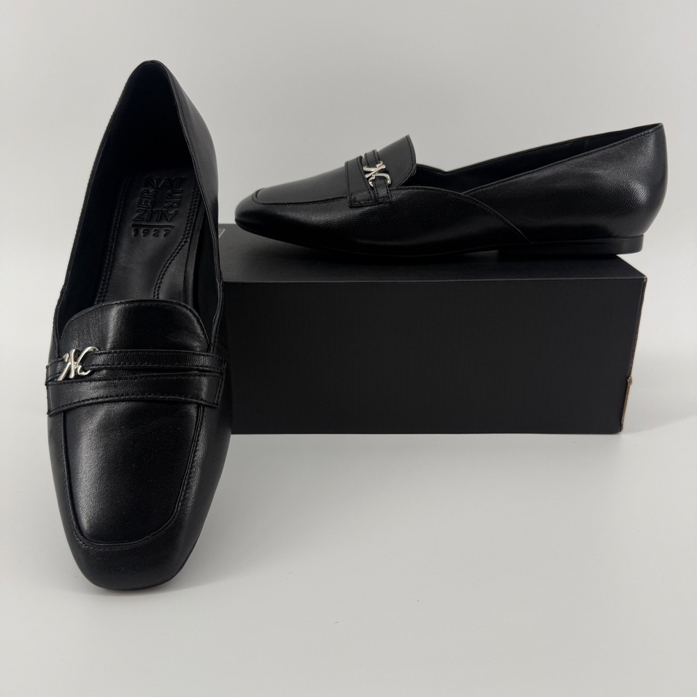 Naturalizer Create Black Leather Square Toe Loafers Flats J5919L2001 Womens 8M